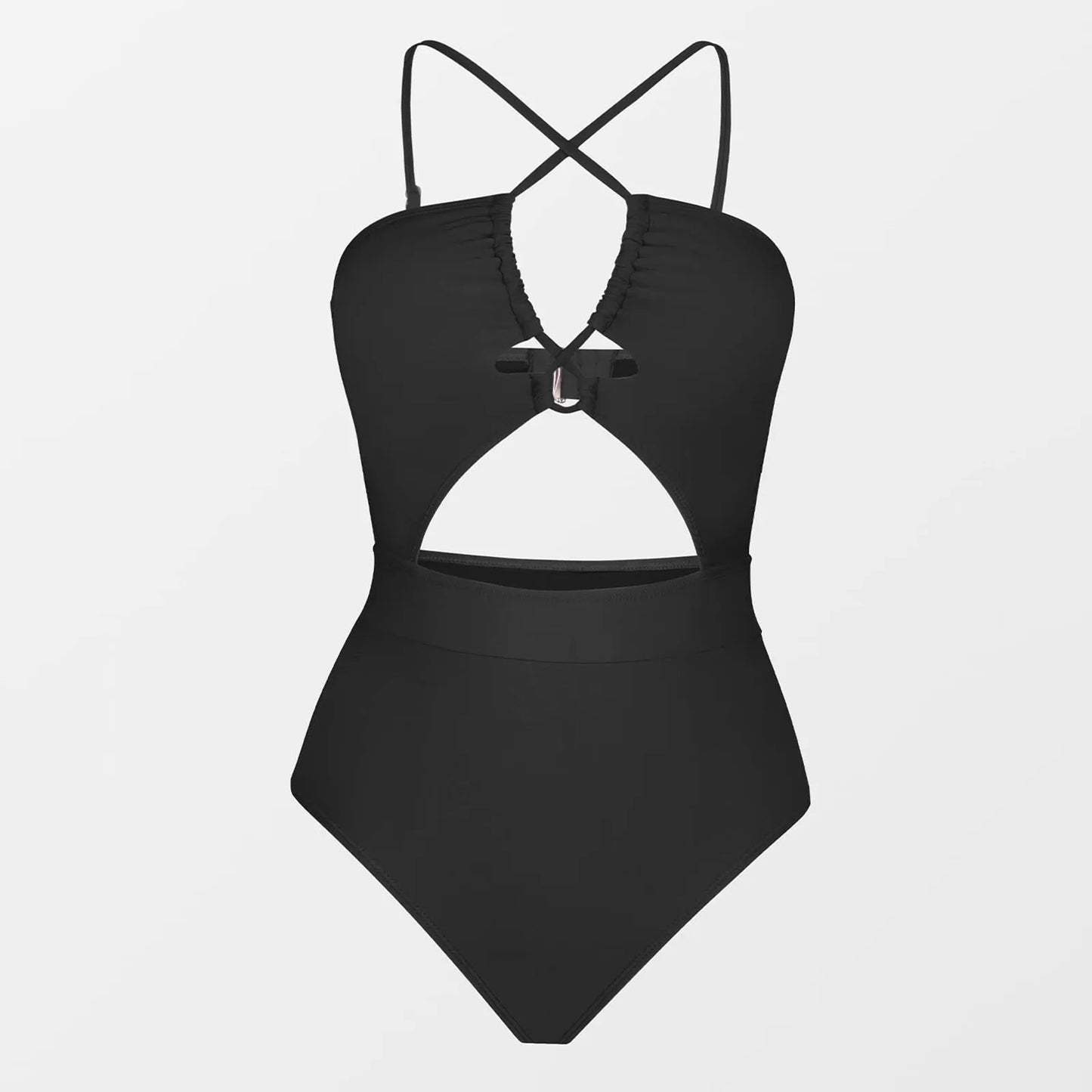 Cut-Out Push-Up Halter Monokini Swimsuit - Drawstring Detail