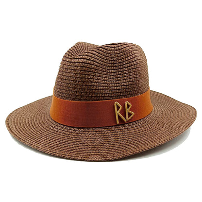 Bow Ribbon Flat-Top Straw Sun Hat - Vacation Style