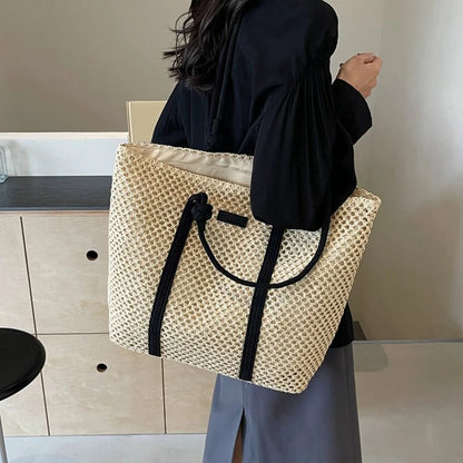 Large Capacity Woven Straw Tote Bag