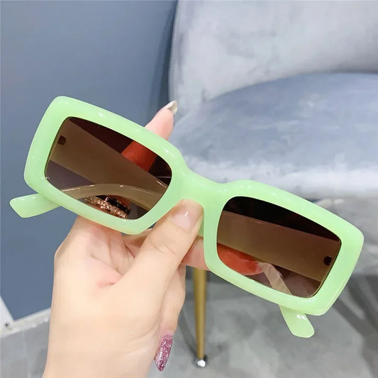 Retro Small Rectangle Sunglasses Women and Men Trendy Jelly Color Eyewear Shades UV400 Men Square Green Purple Sun Glasses