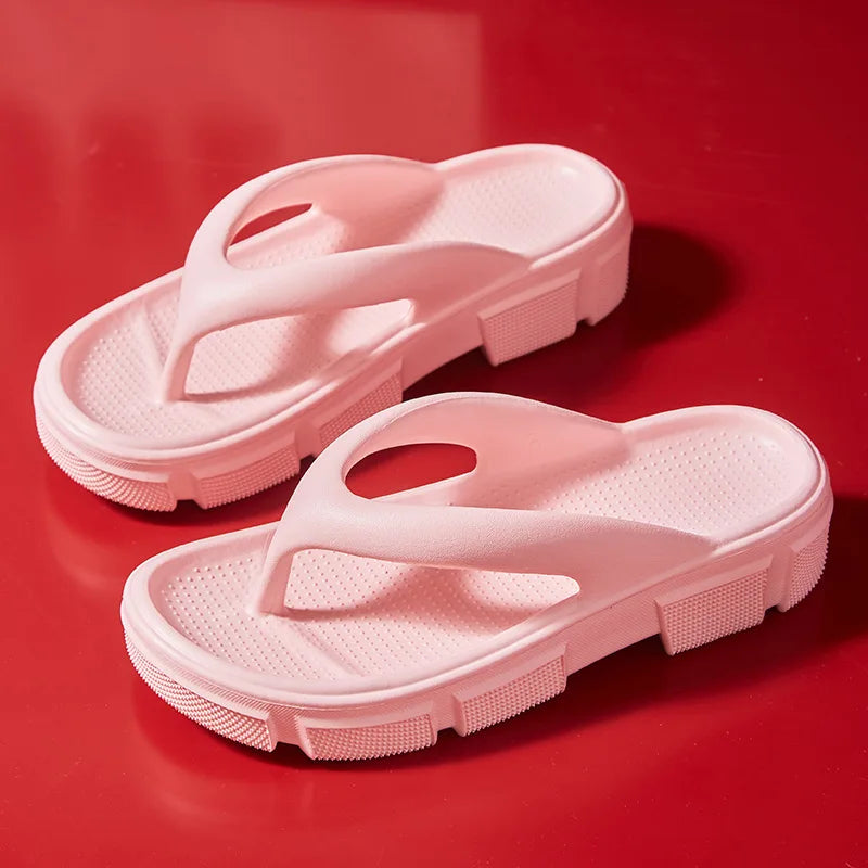 Thick Sole Wedge Flip Flops - Platform Beach Slides