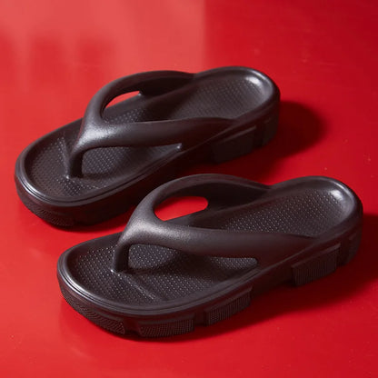 Thick Sole Wedge Flip Flops - Platform Beach Slides