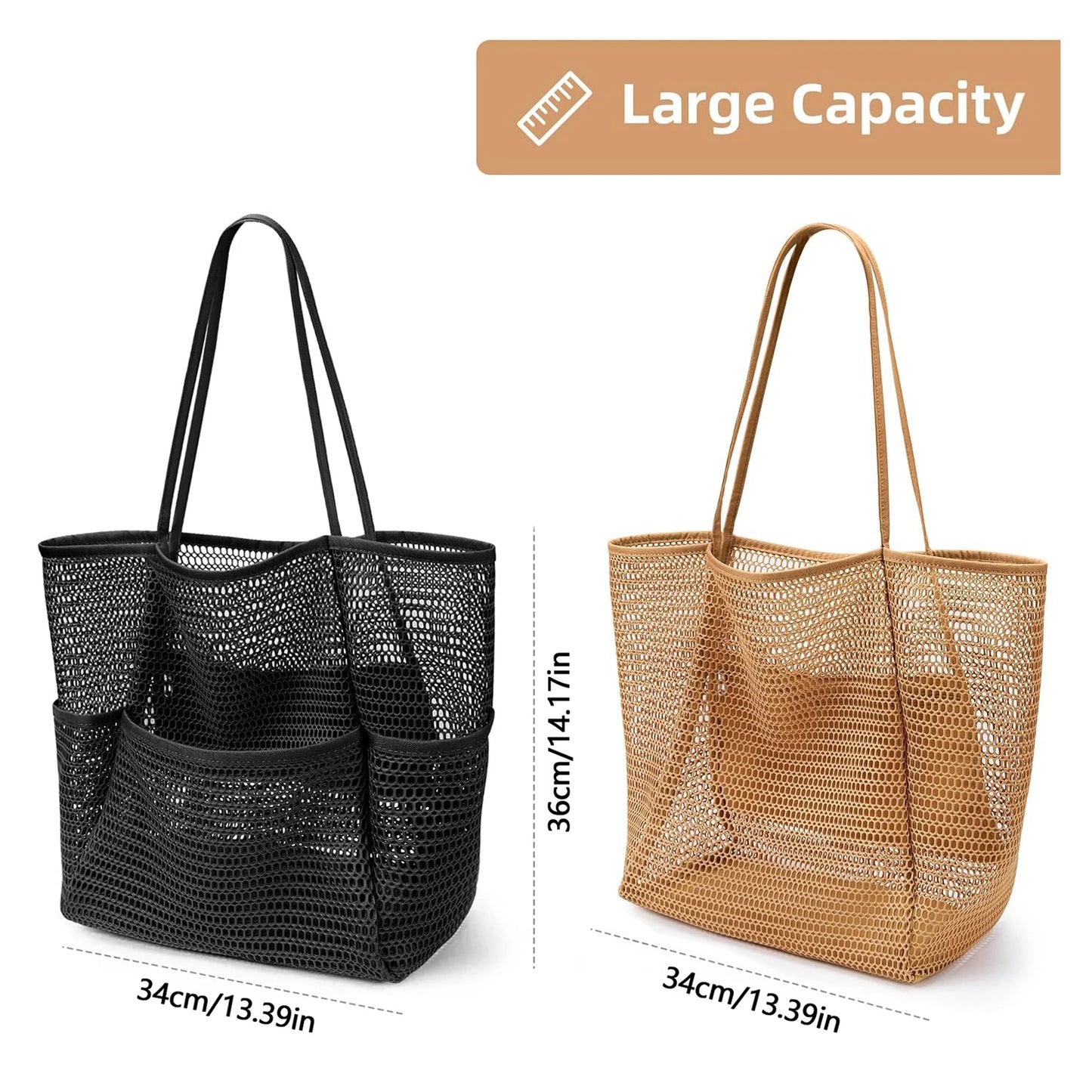 Foldable Mesh Beach Tote Bag - Large Capacity