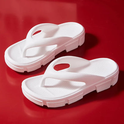Thick Sole Wedge Flip Flops - Platform Beach Slides