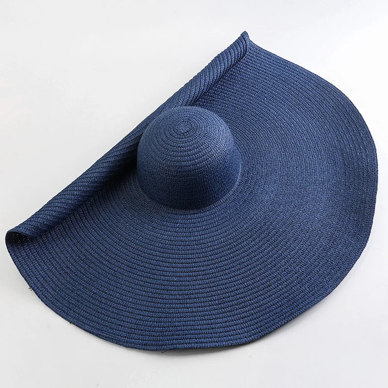 Oversized 70cm Wide Brim Straw Sun Hat - UV Protection