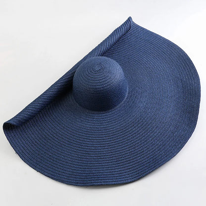 Oversized 70cm Wide Brim Straw Sun Hat - UV Protection