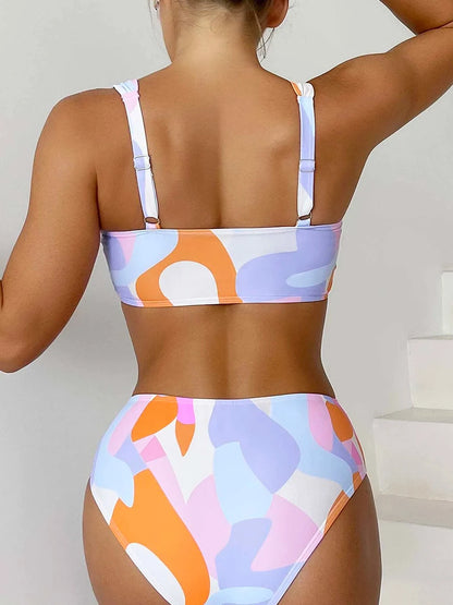 High Waist Bandeau Bikini Set - Brazilian Beach Swimwear