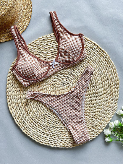 Plaid Underwire Bikini Set - Push Up Two Piece Swimwear