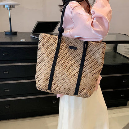 Large Capacity Woven Straw Tote Bag