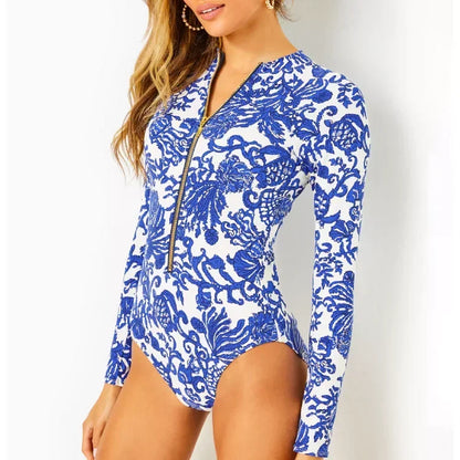 Long Sleeve Zip One-Piece Swimsuit - Surf Swimwear Set