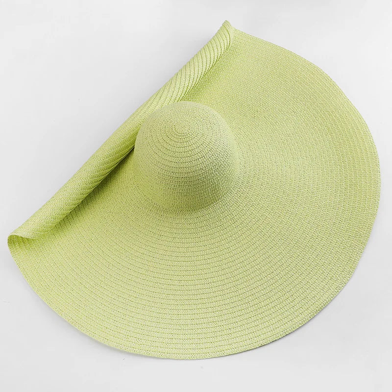 Oversized 70cm Wide Brim Straw Sun Hat - UV Protection