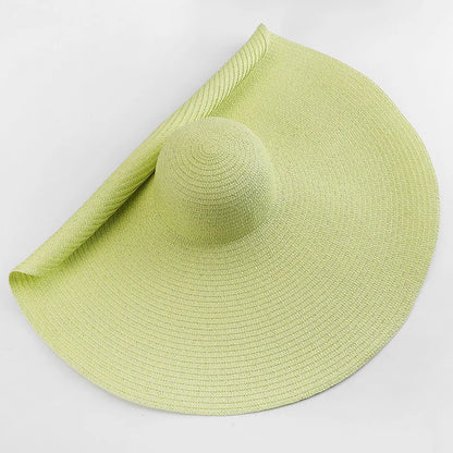 Oversized 70cm Wide Brim Straw Sun Hat - UV Protection