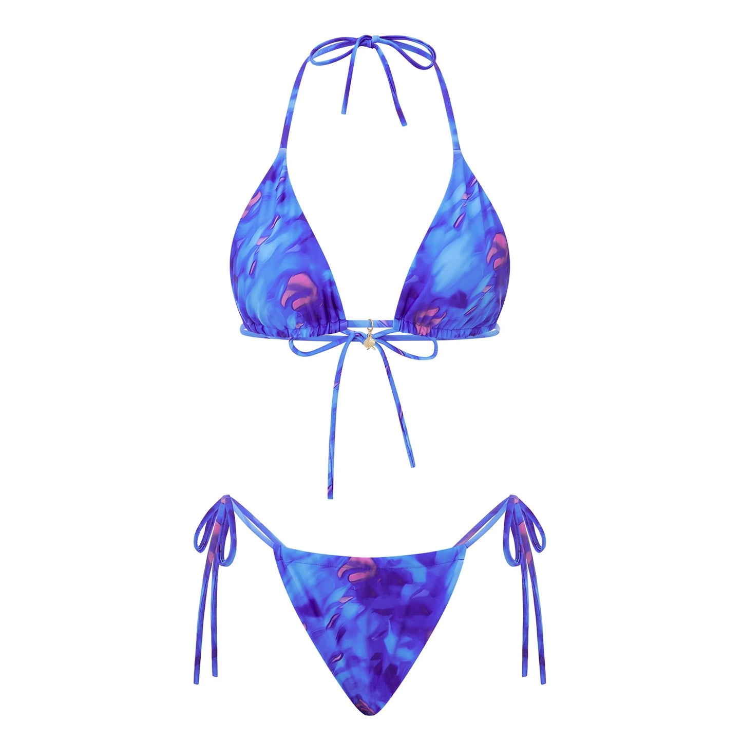 Floral Halter Tie-Up Bikini Set - Y2K Backless Swimwear
