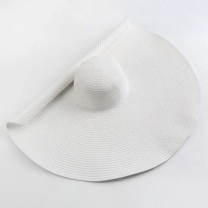 Oversized 70cm Wide Brim Straw Sun Hat - UV Protection