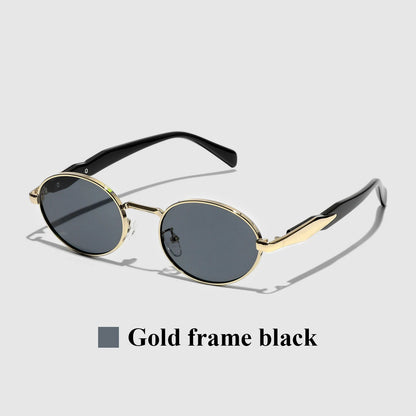 Oval Metal Frame Sunglasses - UV400 Designer Eyewear