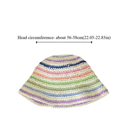 Handmade Rainbow Striped Straw Sun Hat