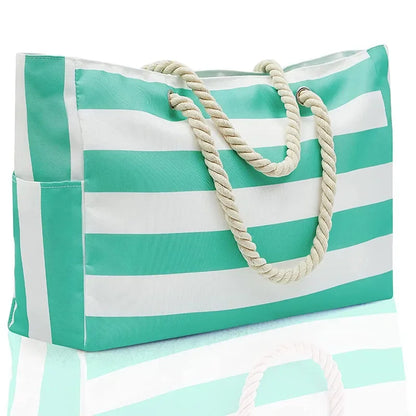 Waterproof Sandproof Beach Tote Bag - Zipper Closure