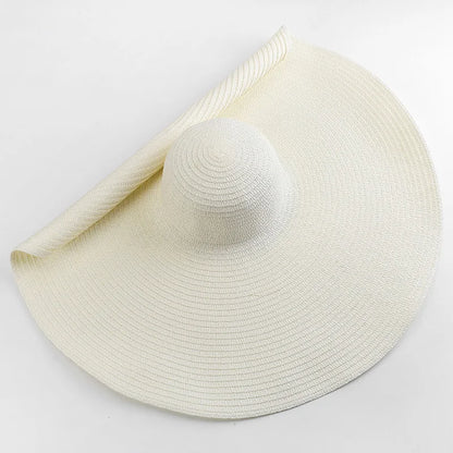 Oversized 70cm Wide Brim Straw Sun Hat - UV Protection