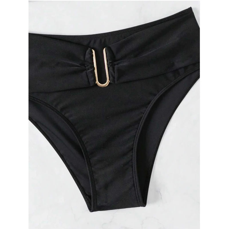 High Waist Backless Bikini Set - Push-Up Summer Swimwear