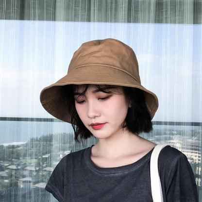 Soft Cotton Wide Brim Bucket Sun Hat