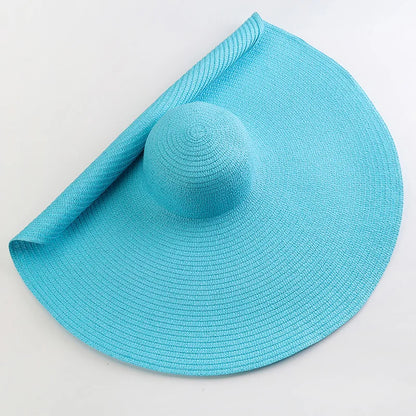 Oversized 70cm Wide Brim Straw Sun Hat - UV Protection