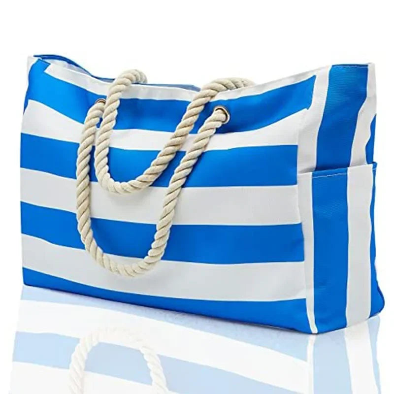 Waterproof Sandproof Beach Tote Bag - Zipper Closure