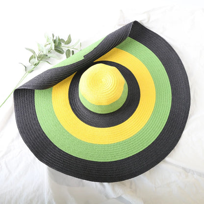 Oversized 70cm Wide Brim Straw Sun Hat - UV Protection